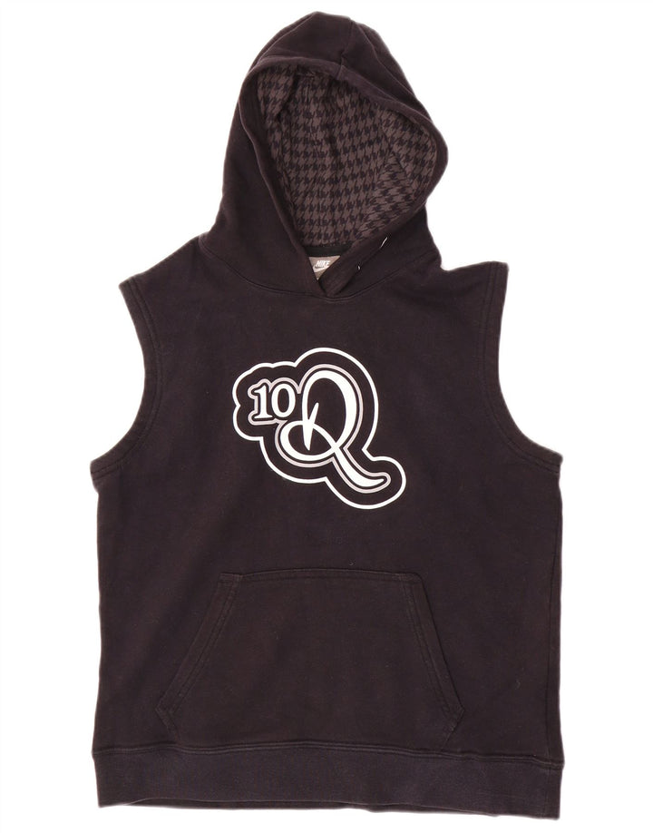 NIKE Pull à capuche sans manches graphique pour garçon 10-11 ans Coton noir moyen