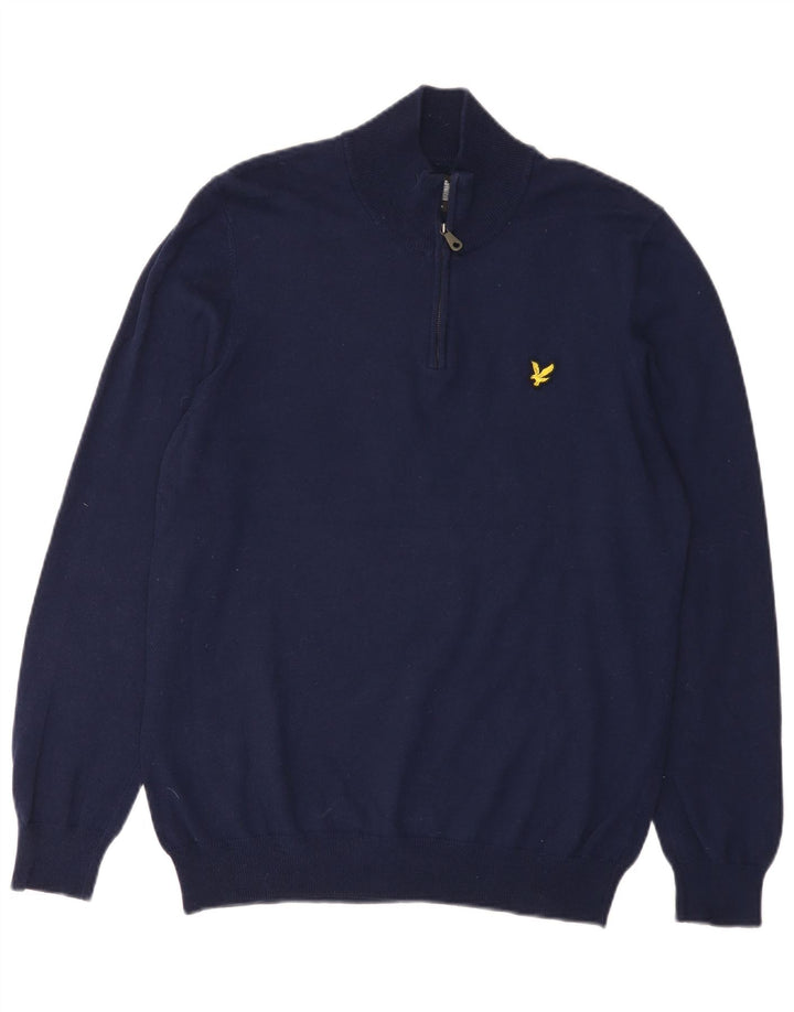 Lyle & Scott Pull Col Zippé Homme Bleu Marine Moyen Coton