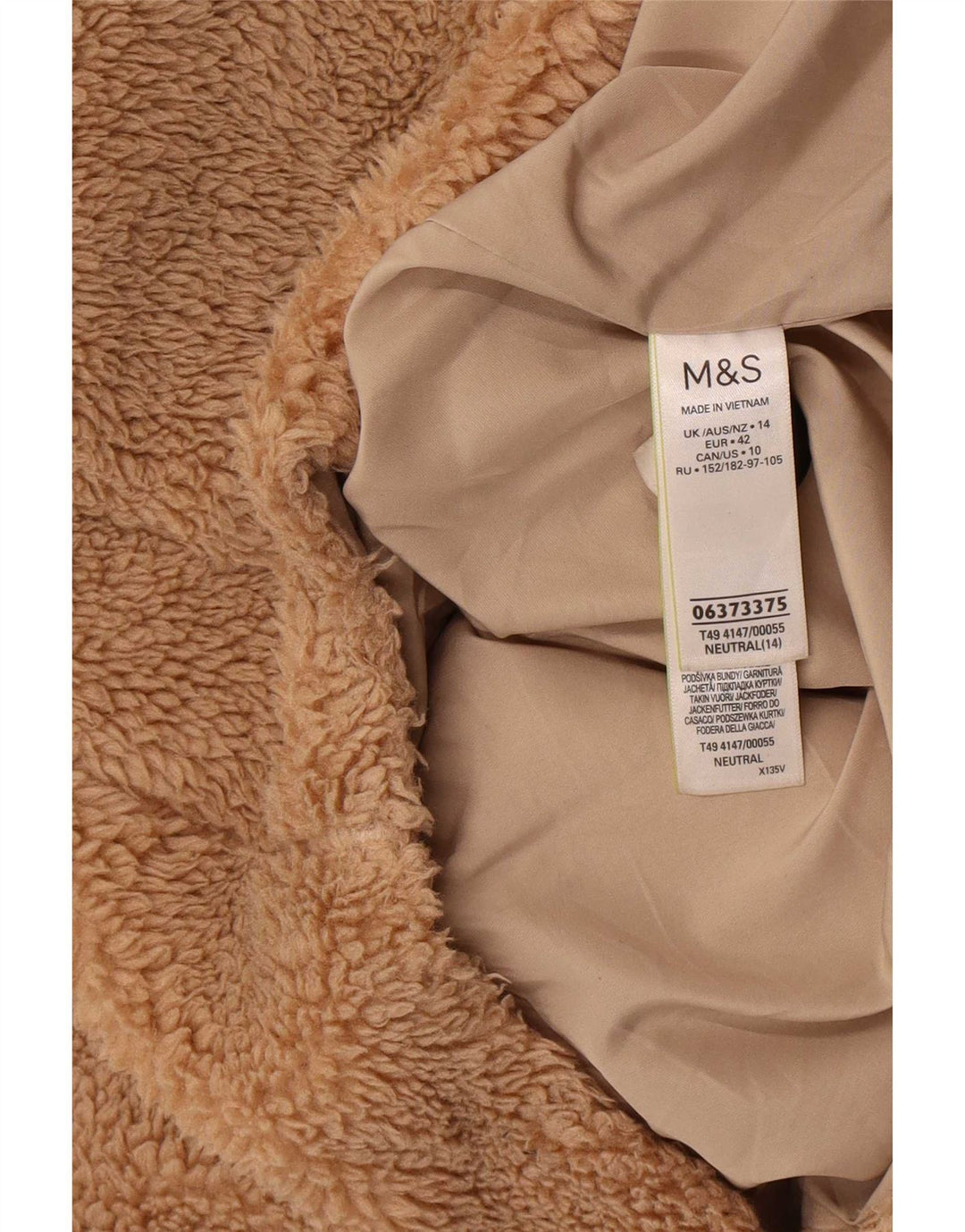 Marks & Spencer Veste polaire Teddy Bear pour femme UK 14 Large Beige Polyester