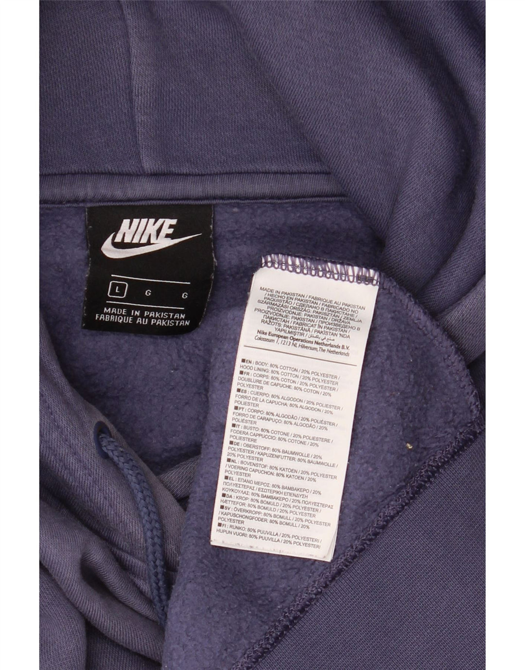 Nike Pull à capuche pour homme en coton bleu marine Taille L