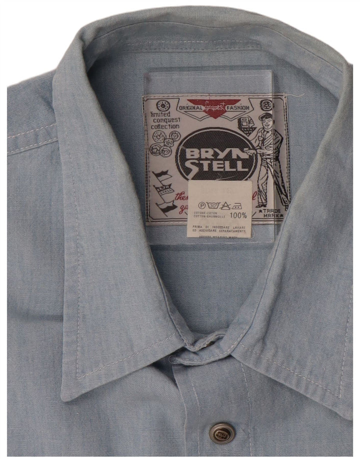 Bryn Stell Chemise à manches courtes pour hommes Grand coton bleu