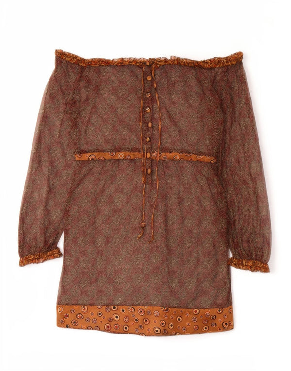 Liu Jo Robe à épaules dénudées pour femme UK 44 Marron moyen Bohème