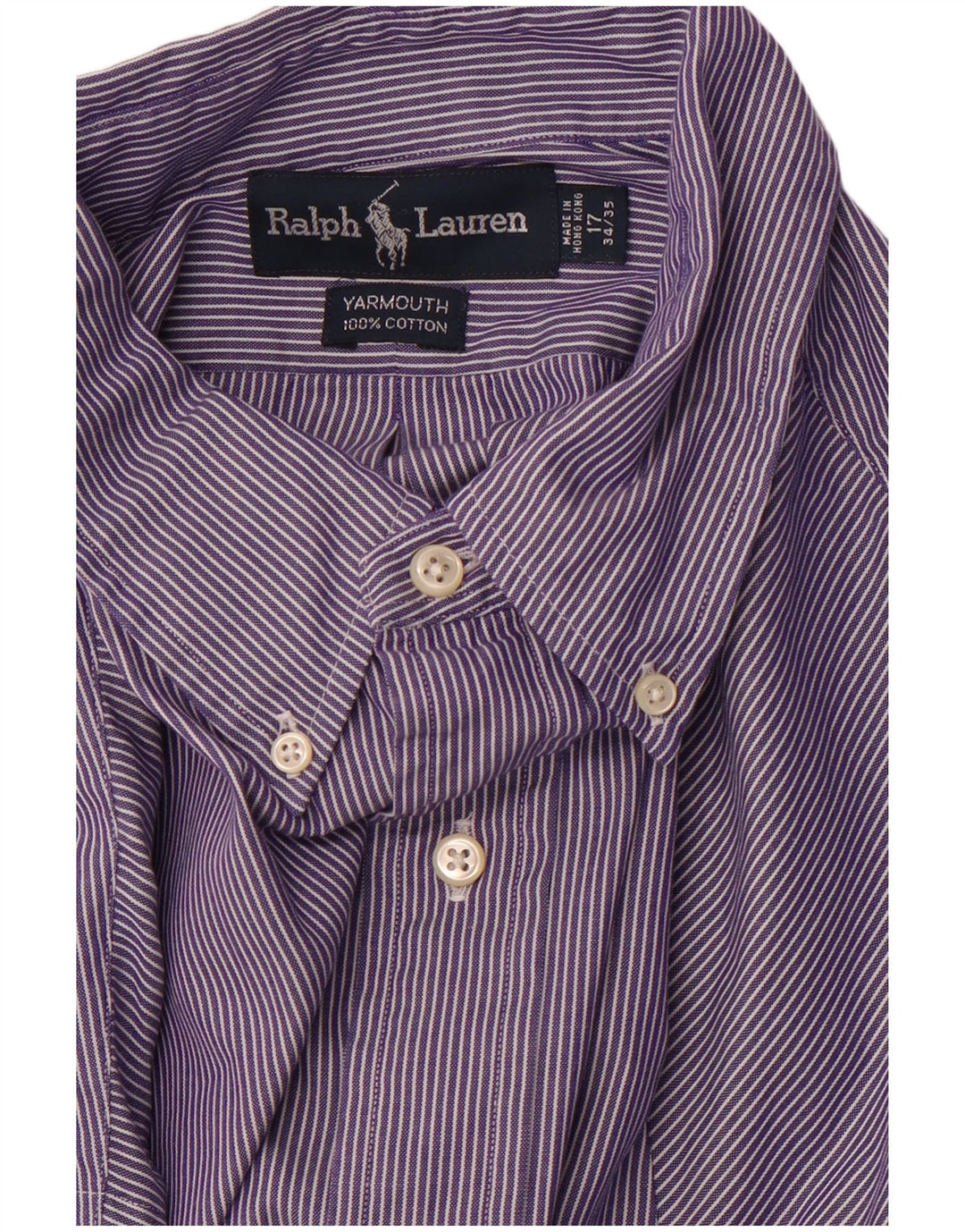 RALPH LAUREN Hommes Yarmouth Loose Fit Chemise Taille 17 XL Violet Pinstripe