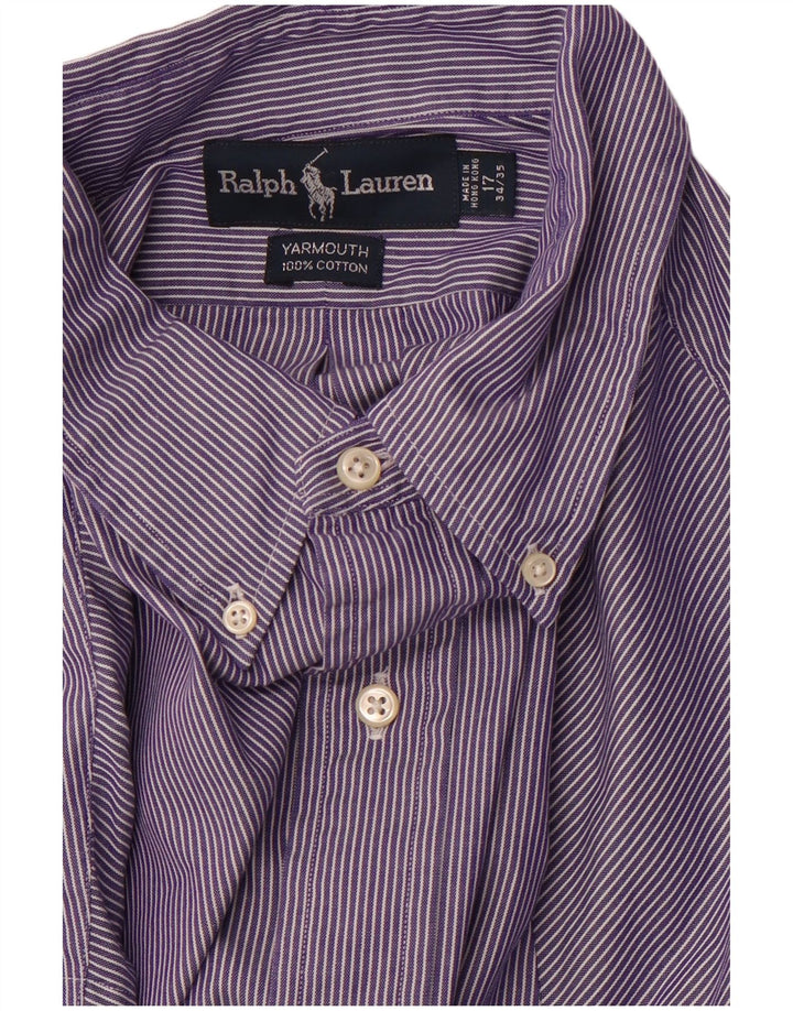 RALPH LAUREN Hommes Yarmouth Loose Fit Chemise Taille 17 XL Violet Pinstripe