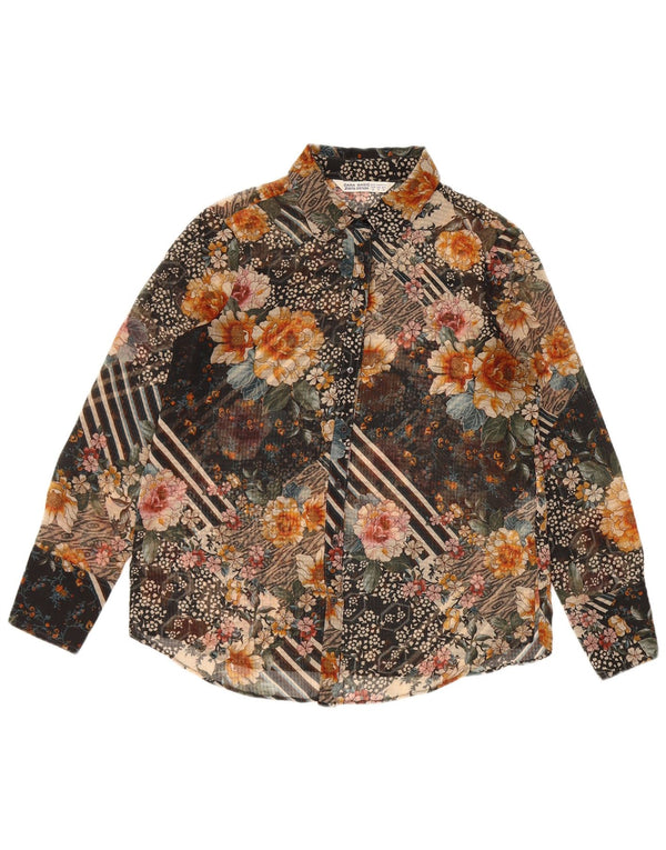 Zara Femme Chemisier UK 14 Medium Multicolore Floral Polyester