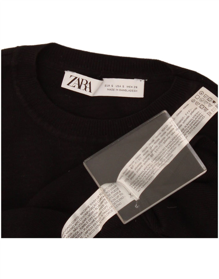Zara Womens Crop Vest Top UK 8 Small Noir Viscose