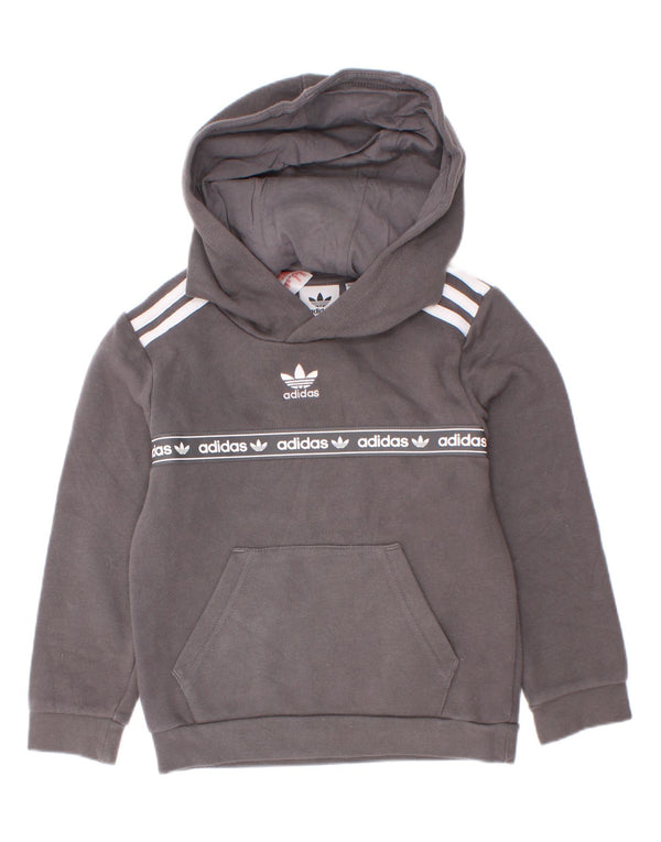 Adidas Pull à capuche graphique pour garçon 5-6 ans Gris Coton