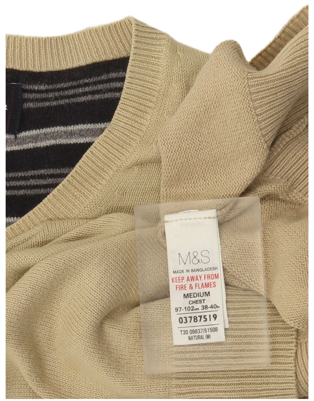 Marks & Spencer Pull Blue Harbor Col V Homme Beige Moyen Coton