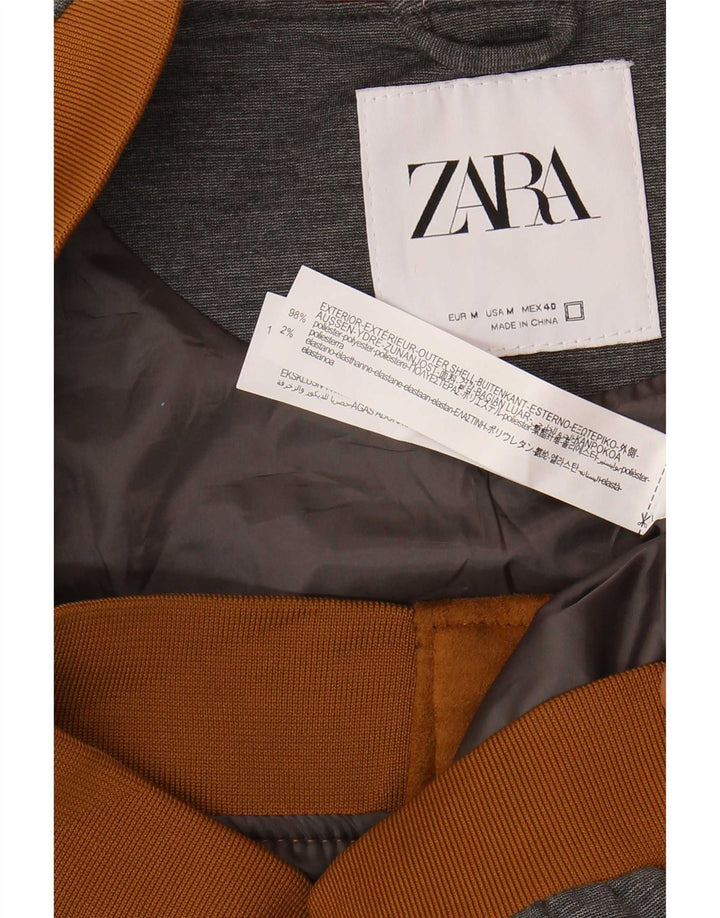 Zara Veste Bomber Homme UK 38 Marron Moyen Colorblock Polyester