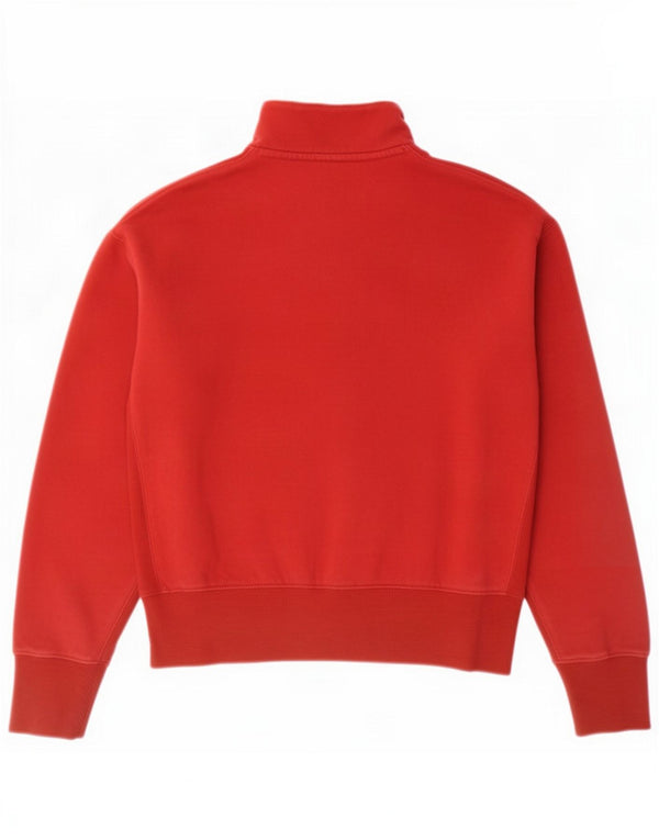 Superdry Pull surdimensionné à col zippé pour femme UK 10 Petit coton rouge