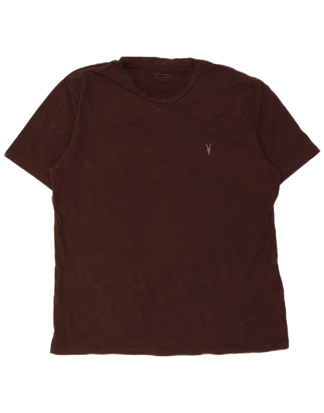 All Saints T-shirt coupe classique pour hommes, grand, en coton marron