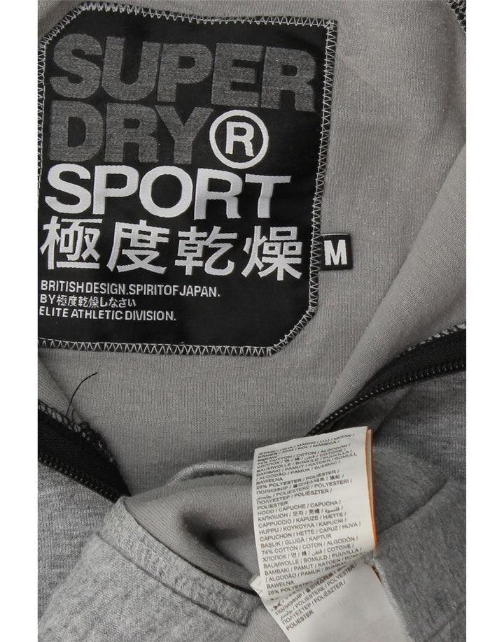 SUPERDRY Pull à capuche graphique pour femme UK 14 Gris moyen Colourblock