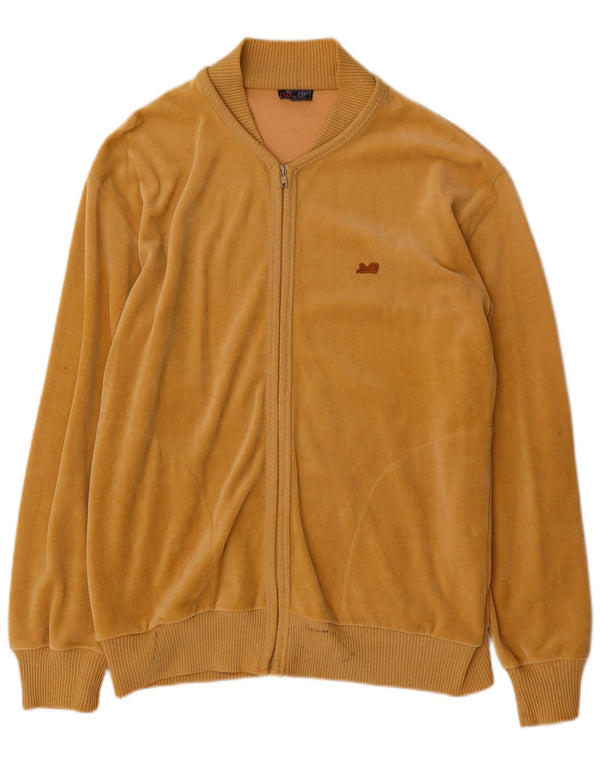 vintage Mens Velvet Survêtement Top Veste IT 50 Coton Jaune Moyen