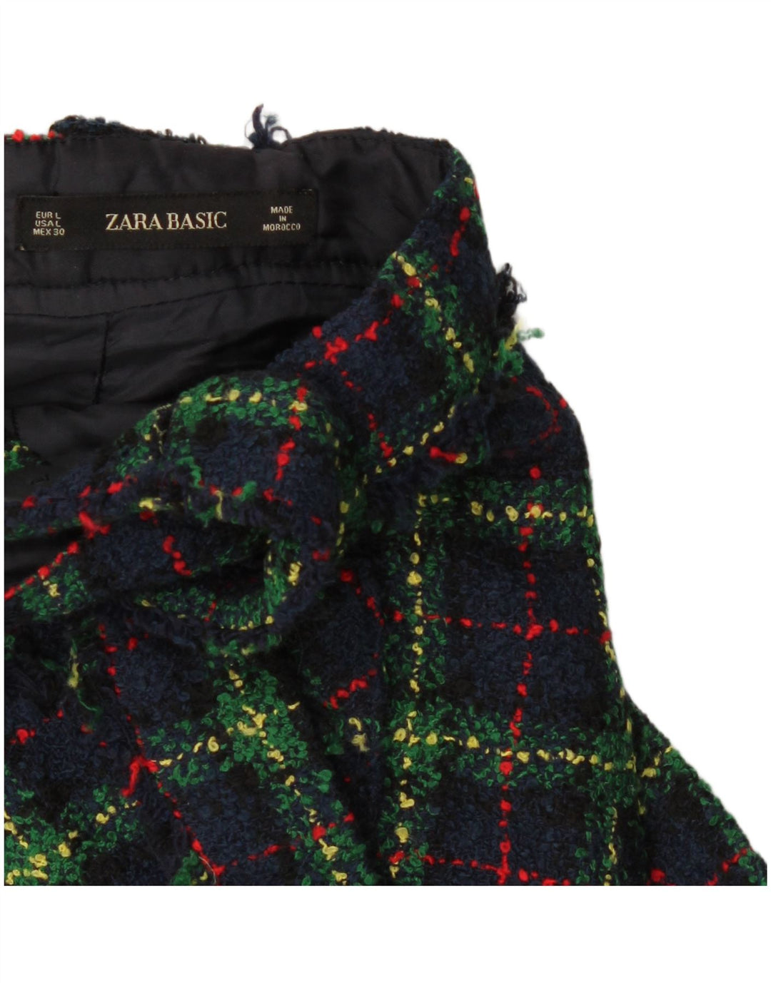 Zara Femme Jupe Salopette Large W34 Bleu Marine À Carreaux