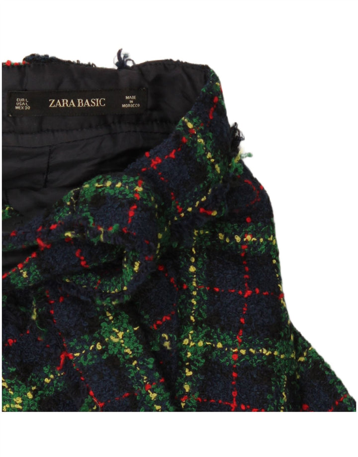 Zara Femme Jupe Salopette Large W34 Bleu Marine À Carreaux