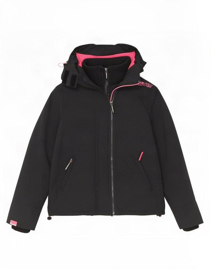 Superdry Veste coupe-vent à capuche Windcheater pour femme UK 14 Medium Noir