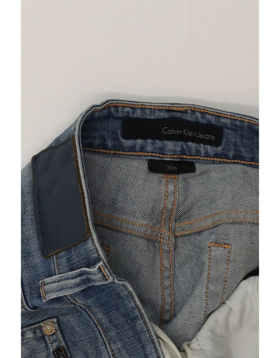 CALVIN KLEIN Jean Slim Effet Déchiré W34 L30 Homme Bleu