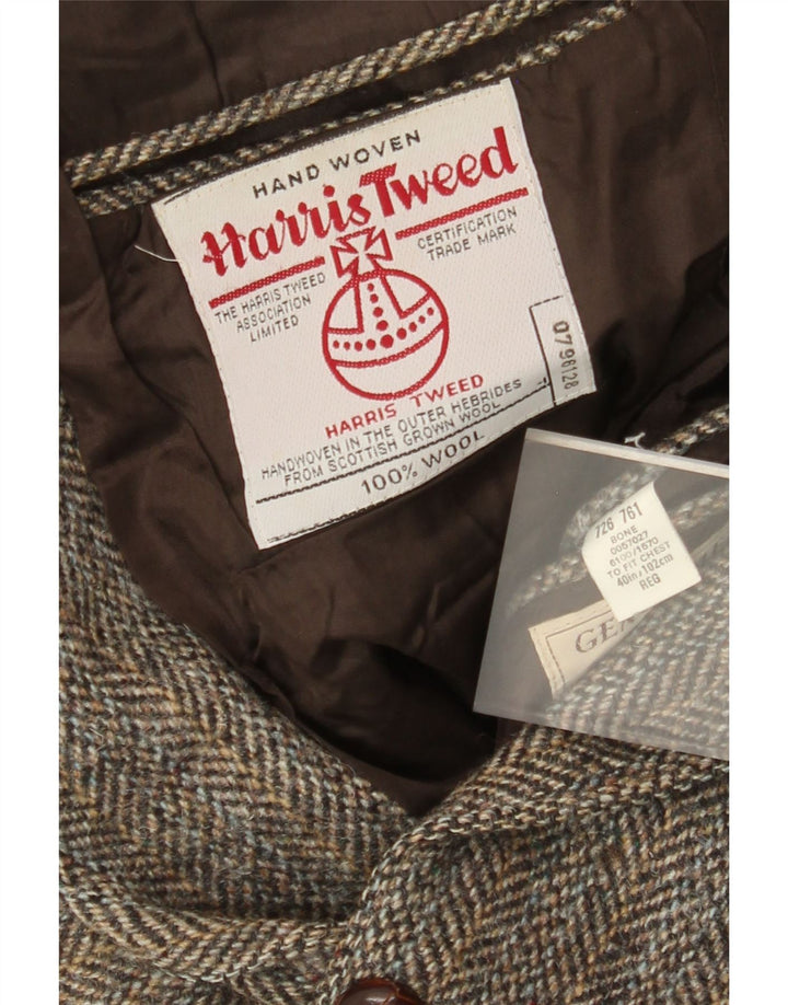 Harris Tweed Veste Blazer 2 Boutons pour Homme UK 40 Grande Laine à Chevrons Marron