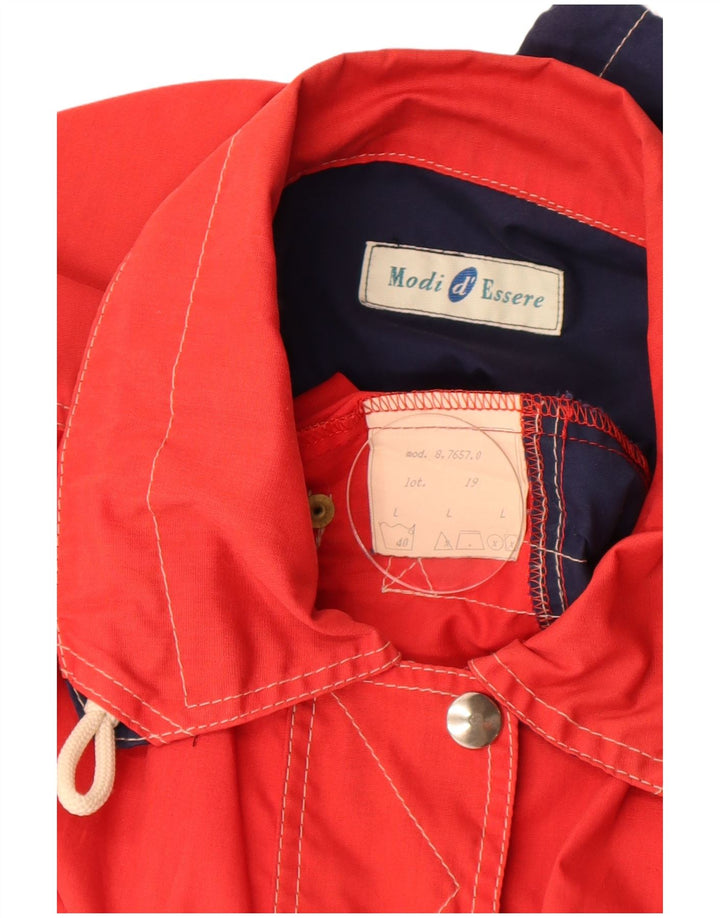 veste utilitaire femme vintage UK 16 Grand polyester colorblock rouge