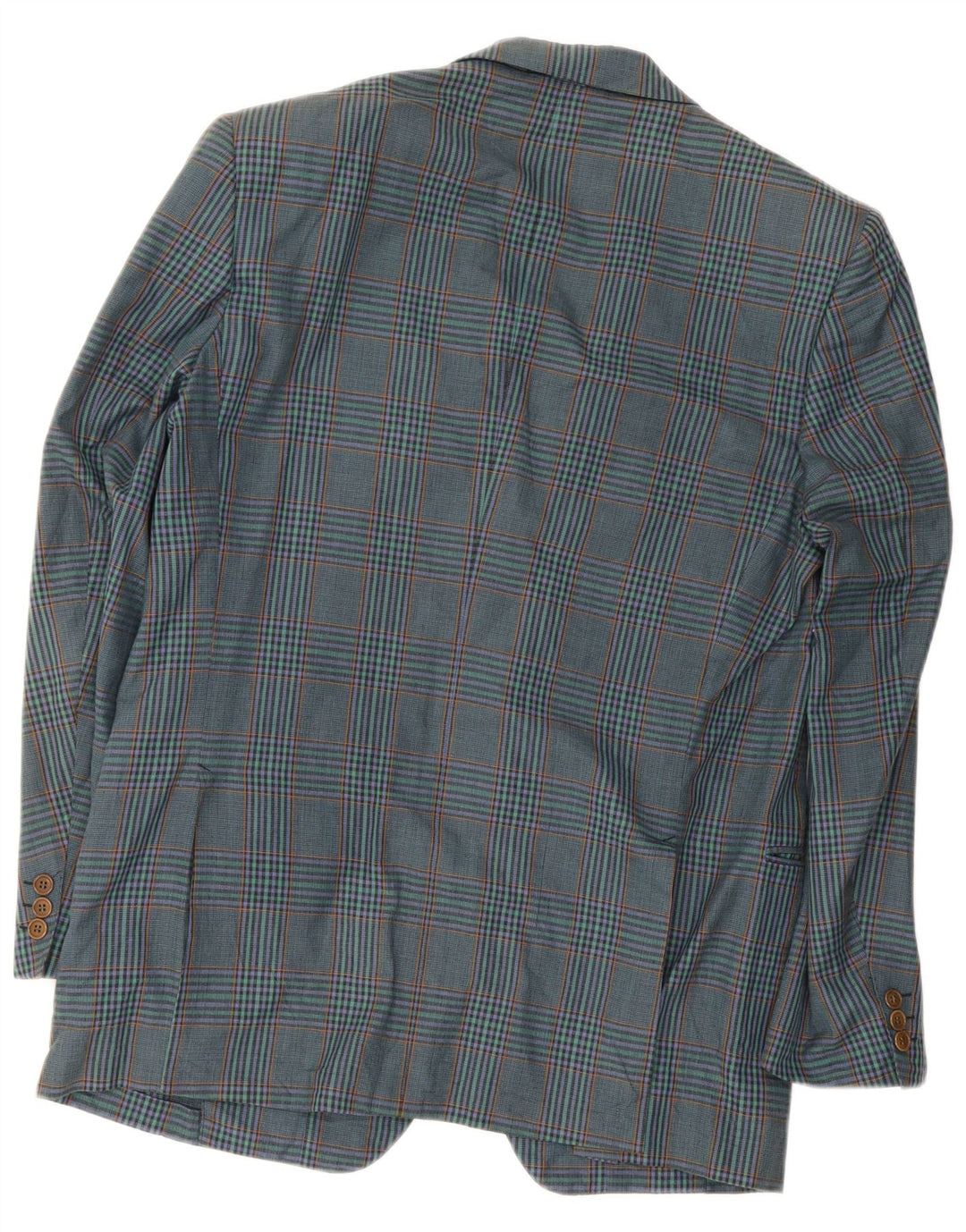 vintage Homme 2 Bouton Blazer Veste IT 52 Grand Bleu Marine Plaid Coton