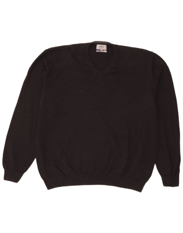 Marks & Spencer Pull col V pour homme en coton noir 3XL