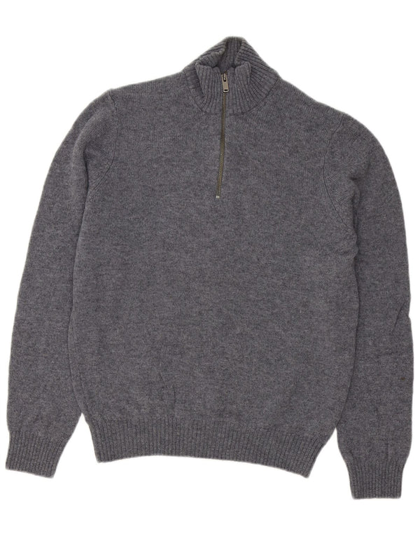 Marks & Spencer Pull Col Zippé Homme Gris Moyen Laine d'Agneau