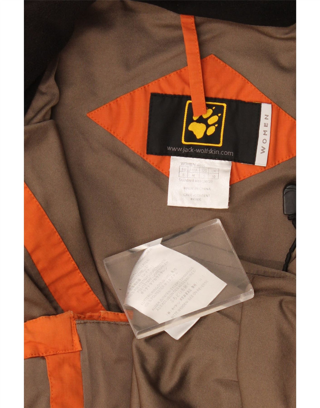 Jack Wolfskin Veste de pluie à capuche pour femme UK 14 Medium Orange Colourblock