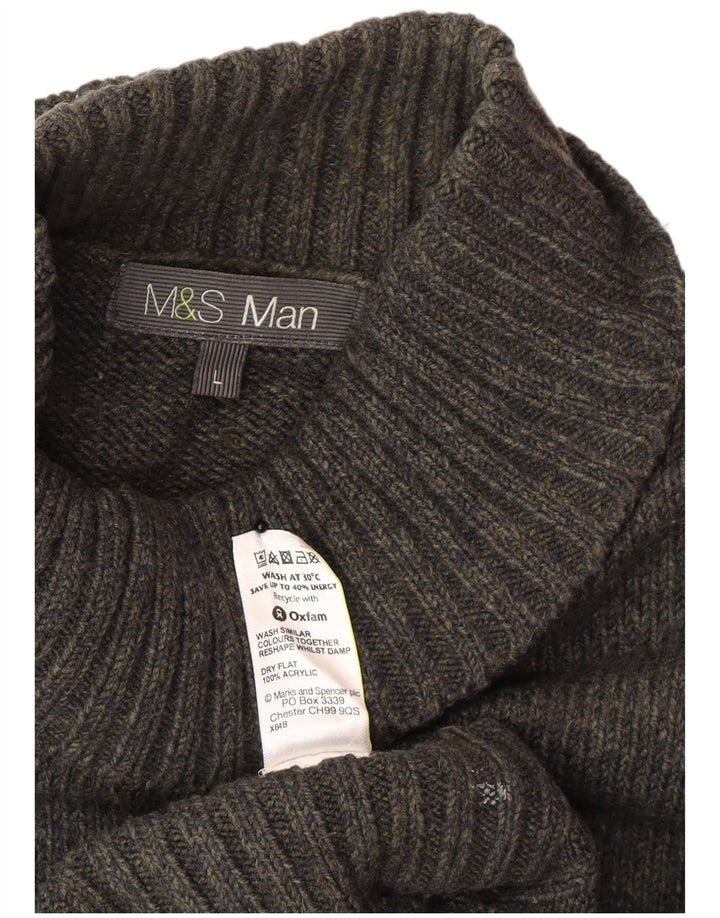 Marks & Spencer Pull col roulé pour homme en acrylique vert Taille L