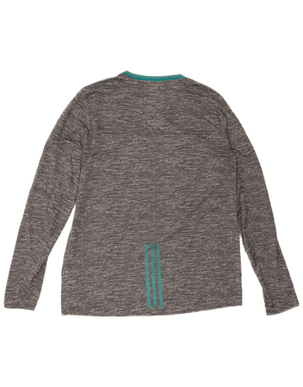 Adidas Hommes Climalite Haut À Manches Longues Grand Gris Moucheté Polyester