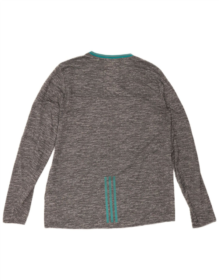 Adidas Hommes Climalite Haut À Manches Longues Grand Gris Moucheté Polyester