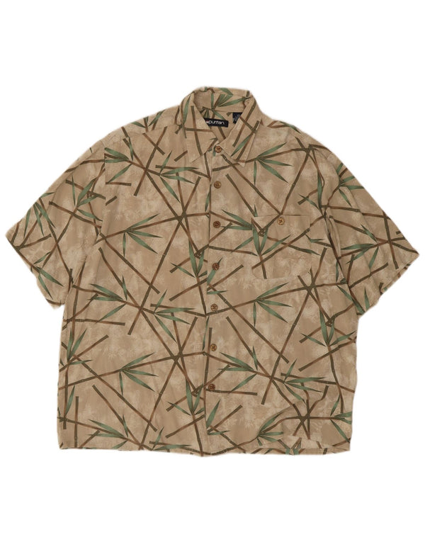 Puritan Mens Abstract Pattern Chemise à manches courtes Taille 42/44 Large Beige