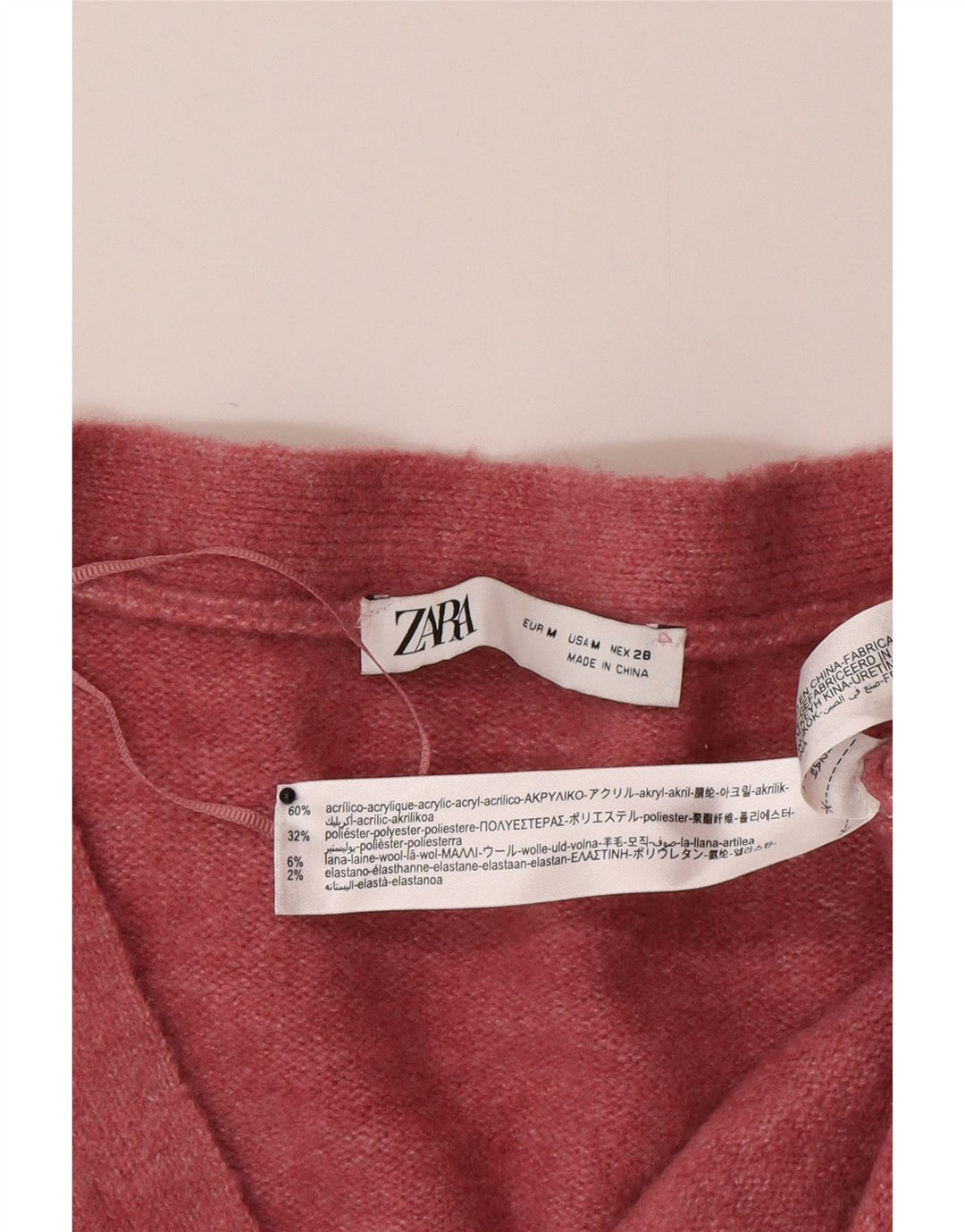 Zara Cardigan surdimensionné pour femme UK 14 Acrylique rose moyen