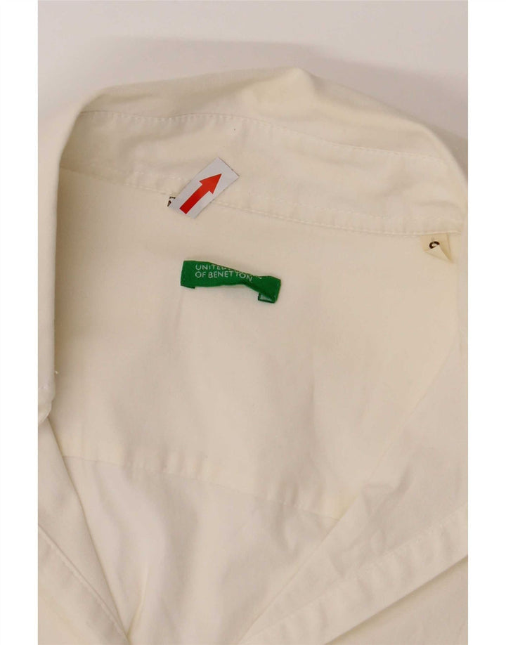 Benetton Chemise Pull Femme UK 10 Petit Blanc Coton