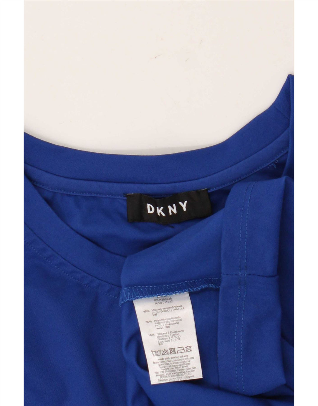 Dkny Haut tunique graphique à manches longues pour femme UK 14 Bleu moyen Viscose