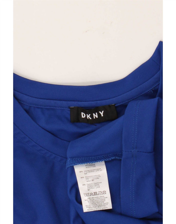Dkny Haut tunique graphique à manches longues pour femme UK 14 Bleu moyen Viscose