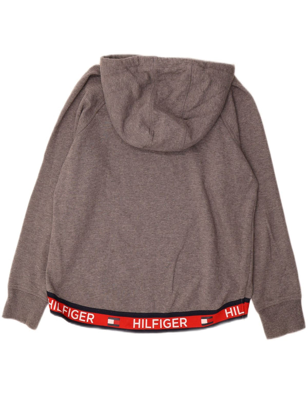Tommy Hilfiger Pull à capuche graphique pour femme UK 14 Gris moyen Colourblock