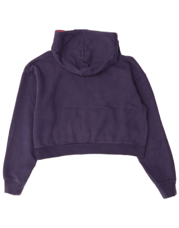 Fila Femme Crop Graphic Sweat à capuche UK 10 Petit Bleu Marine Coton