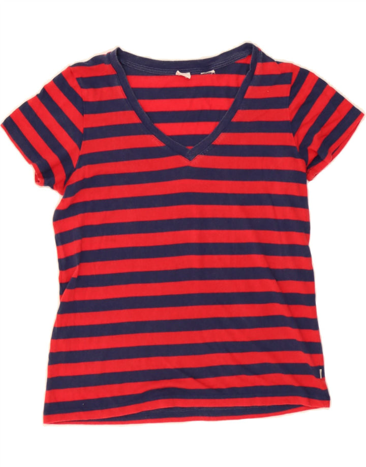 LEVI'S Womens T-Shirt Top UK 12 Medium Red Striped Vintage Levi's and Second-Hand Levi's from Messina Hembry 
