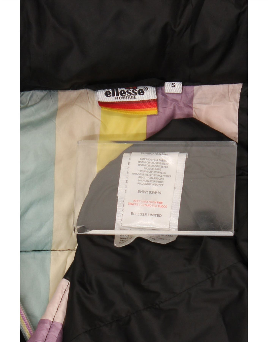 Ellesse Veste matelassée à capuche Heritage pour femme UK 10 Small Noir Nylon