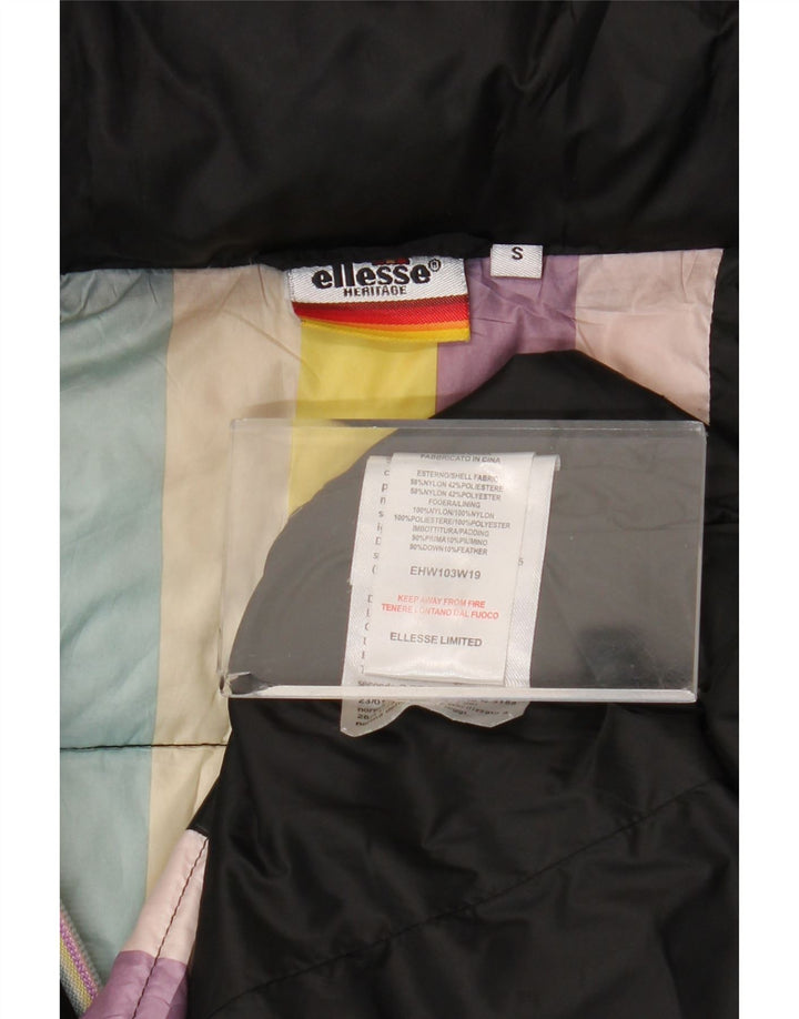 Ellesse Veste matelassée à capuche Heritage pour femme UK 10 Small Noir Nylon