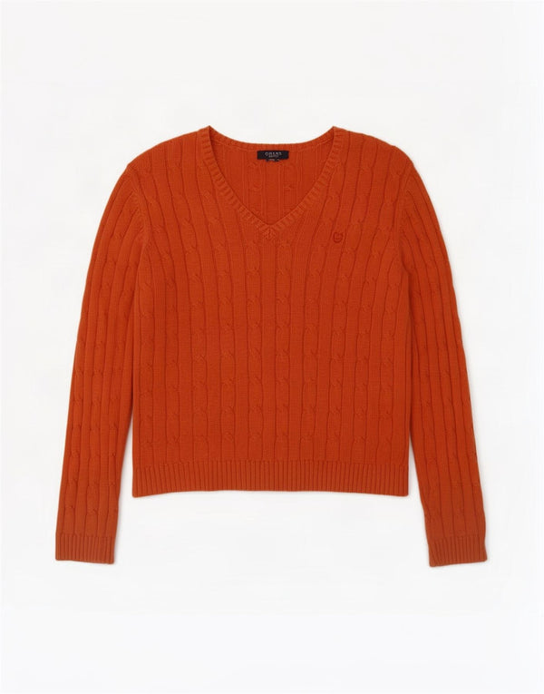 Chaps Pull col V pour femme UK 14 Large Orange