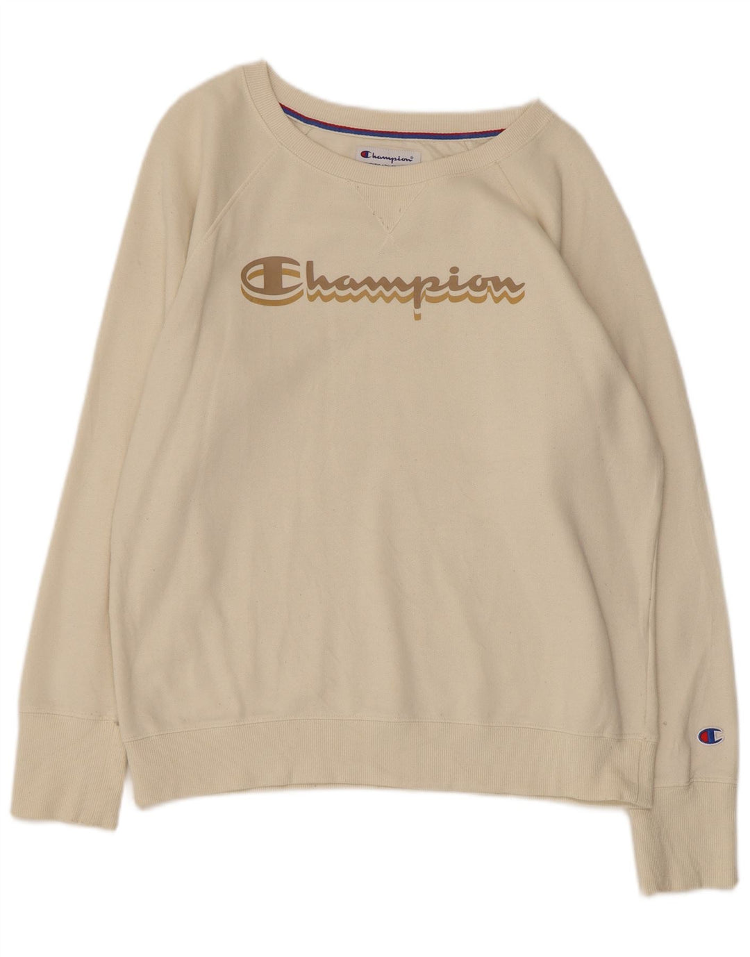 CHAMPION Sweat-shirt graphique pour femme UK 14 Medium Off White Coton