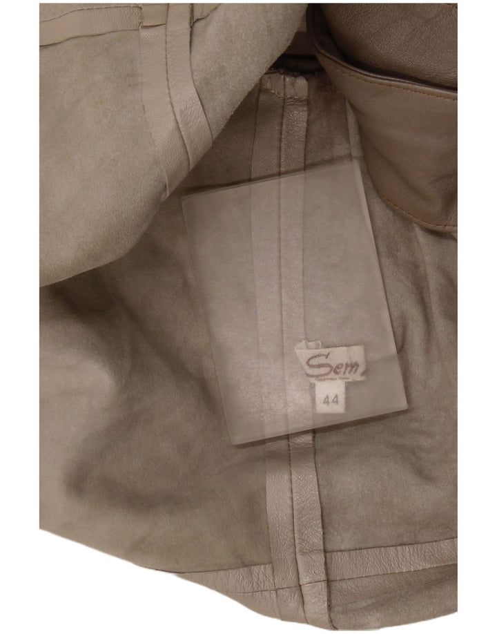 veste en cuir femme vintage IT 44 Cuir colorblock gris moyen