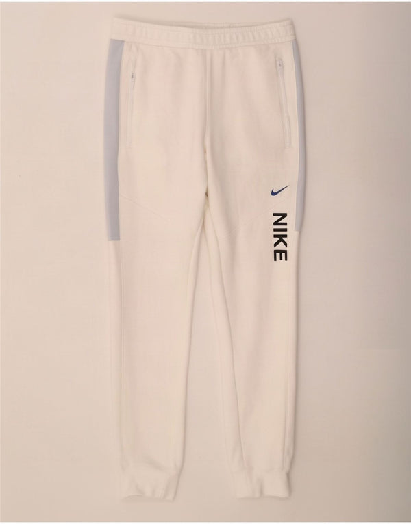 Nike Pantalon de survêtement graphique pour homme Taille S en coton color block blanc