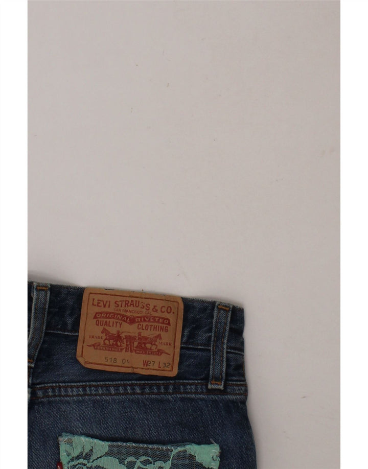 LEVI'S Womens 518 Denim Shorts W27 Small  Blue Floral Vintage Levi's and Second-Hand Levi's from Messina Hembry 