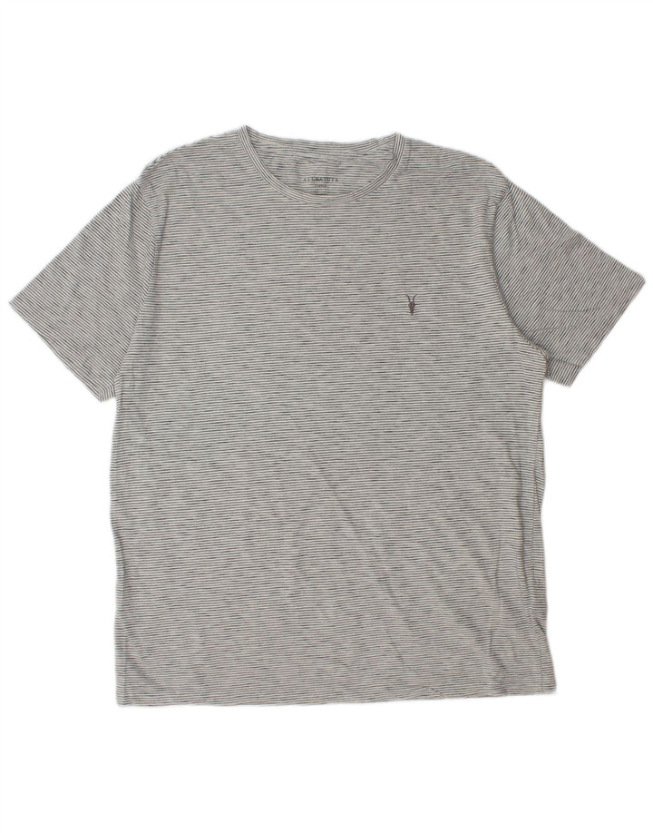 All Saints T-Shirt Homme Top XL Gris Rayé Coton