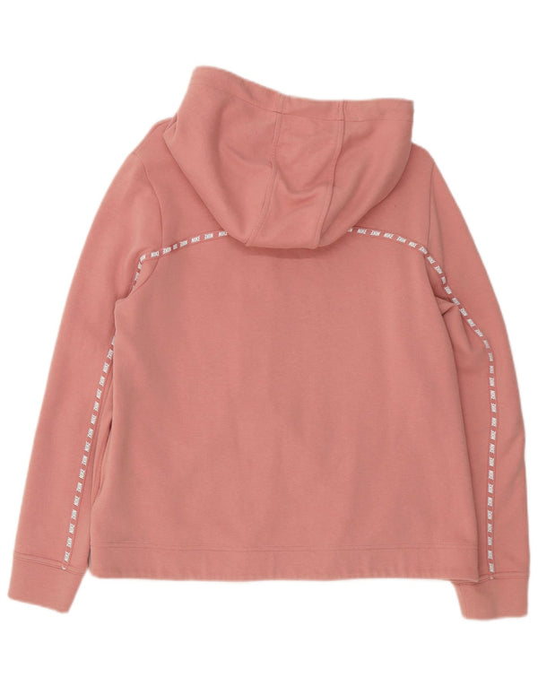 Nike Pull à capuche zippé pour femme UK 14 Coton rose moyen