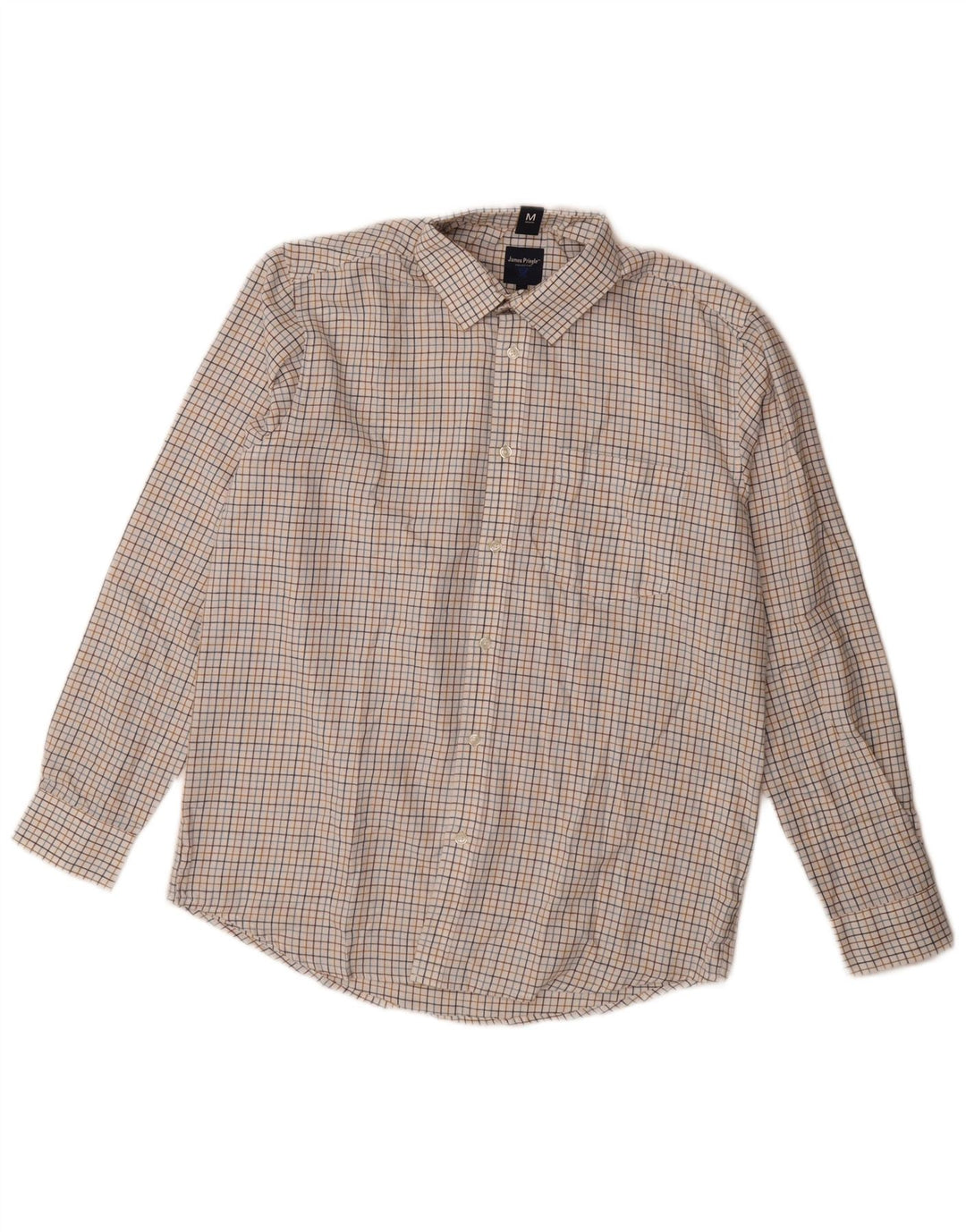James Pringle Chemise en flanelle pour homme en polyester à carreaux blanc cassé moyen