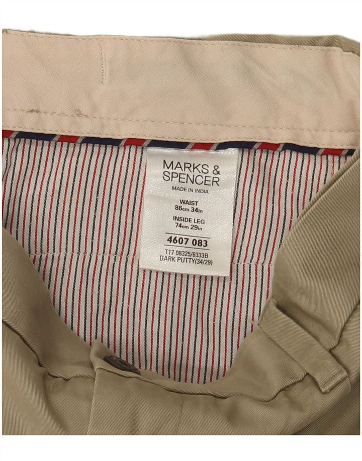 MARKS & SPENCER Pantalon Chino Droit Homme W34 L29 Coton Beige