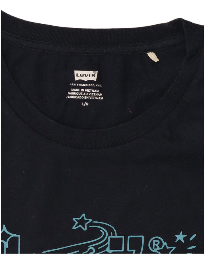 Levi's T-Shirt Graphique Femme UK 14 Large Bleu Marine